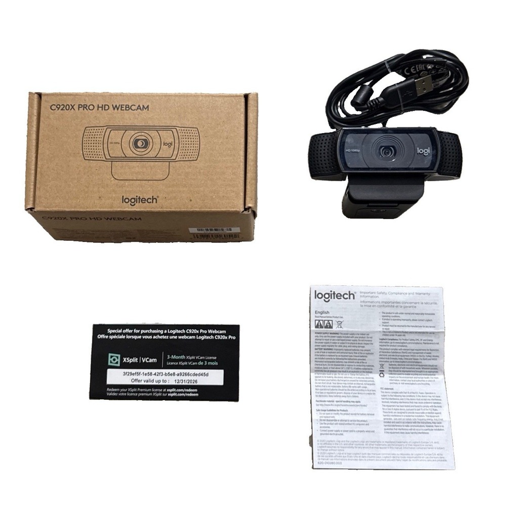 NEW Logitech C920x HD Pro Webcam 1080p Full HD 30FPS Stereo Mic Black USB